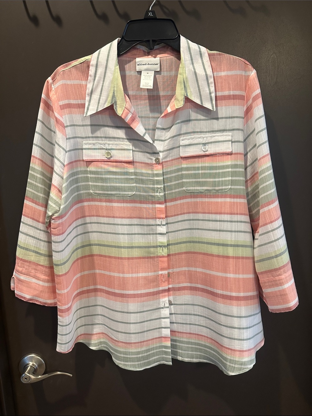 NWOT Alfred Dunner Women's Gauzy Striped Button Down Blouse